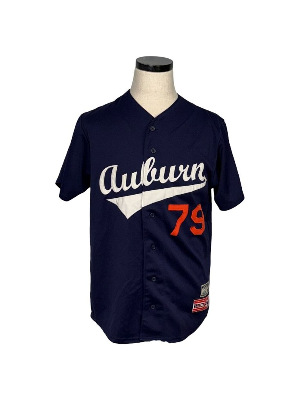Auburn Tigers Thomas #79 Majestic Navy Baseball Jersey Button-Up Size Large